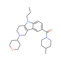 CCCn1c2c(c3cc(C(=O)N4CCC(C)CC4)ccc31)CN(C1CCOCC1)CC2 ZINC000036488041