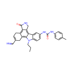 CCCn1c2ccc(NC(=O)Nc3ccc(C)cc3)cc2c2c3c(c4c(c21)CC(C=N)=CC4)C(=O)NC3 ZINC000036338901