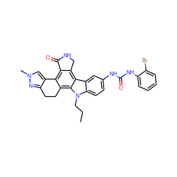 CCCn1c2ccc(NC(=O)Nc3ccccc3Br)cc2c2c3c(c4c(c21)CCc1nn(C)cc1-4)C(=O)NC3 ZINC000036338923