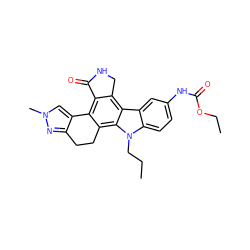 CCCn1c2ccc(NC(=O)OCC)cc2c2c3c(c4c(c21)CCc1nn(C)cc1-4)C(=O)NC3 ZINC000036338907