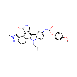 CCCn1c2ccc(NC(=O)Oc3ccc(OC)cc3)cc2c2c3c(c4c(c21)CCc1nn(C)cc1-4)C(=O)NC3 ZINC000036338902