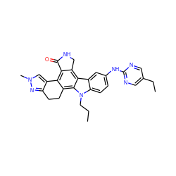 CCCn1c2ccc(Nc3ncc(CC)cn3)cc2c2c3c(c4c(c21)CCc1nn(C)cc1-4)C(=O)NC3 ZINC000084615385