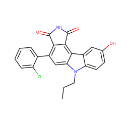 CCCn1c2ccc(O)cc2c2c3c(c(-c4ccccc4Cl)cc21)C(=O)NC3=O ZINC000034804136