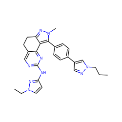 CCCn1cc(-c2ccc(-c3c4c(nn3C)CCc3cnc(Nc5ccn(CC)n5)nc3-4)cc2)cn1 ZINC000224945014