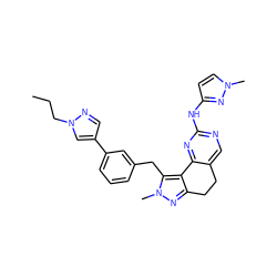 CCCn1cc(-c2cccc(Cc3c4c(nn3C)CCc3cnc(Nc5ccn(C)n5)nc3-4)c2)cn1 ZINC000224947245