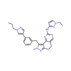 CCCn1cc(-c2cccc(Cc3c4c(nn3C)CCc3cnc(Nc5ccn(CC)n5)nc3-4)c2)cn1 ZINC000224958459