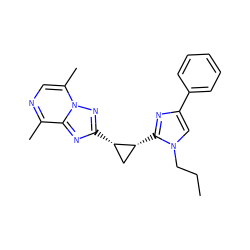 CCCn1cc(-c2ccccc2)nc1[C@@H]1C[C@@H]1c1nc2c(C)ncc(C)n2n1 ZINC000096177991