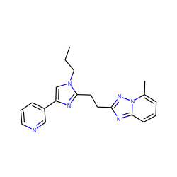 CCCn1cc(-c2cccnc2)nc1CCc1nc2cccc(C)n2n1 ZINC000117883845