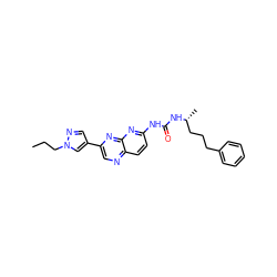 CCCn1cc(-c2cnc3ccc(NC(=O)N[C@H](C)CCCc4ccccc4)nc3n2)cn1 ZINC000169704097