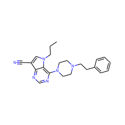 CCCn1cc(C#N)c2ncnc(N3CCN(CCc4ccccc4)CC3)c21 ZINC000653895479