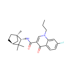 CCCn1cc(C(=O)N[C@@H]2C(C)(C)[C@H]3CC[C@]2(C)C3)c(=O)c2ccc(F)cc21 ZINC000095575321