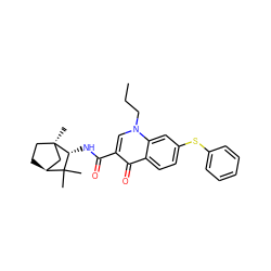 CCCn1cc(C(=O)N[C@@H]2C(C)(C)[C@H]3CC[C@]2(C)C3)c(=O)c2ccc(Sc3ccccc3)cc21 ZINC000095575966