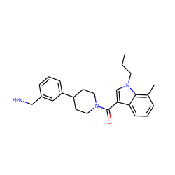 CCCn1cc(C(=O)N2CCC(c3cccc(CN)c3)CC2)c2cccc(C)c21 ZINC000028474988