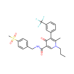 CCCn1cc(C(=O)NCc2ccc(S(C)(=O)=O)cc2)c(=O)c(-c2cccc(C(F)(F)F)c2)c1C ZINC001772571569