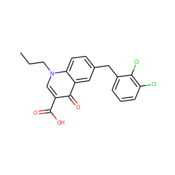 CCCn1cc(C(=O)O)c(=O)c2cc(Cc3cccc(Cl)c3Cl)ccc21 ZINC000033817948