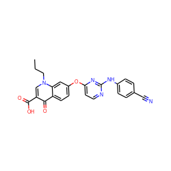 CCCn1cc(C(=O)O)c(=O)c2ccc(Oc3ccnc(Nc4ccc(C#N)cc4)n3)cc21 ZINC000473133093