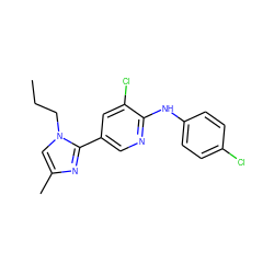 CCCn1cc(C)nc1-c1cnc(Nc2ccc(Cl)cc2)c(Cl)c1 ZINC000043173819