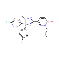 CCCn1cc(C2=N[C@@](c3ccc(F)cc3)(c3ccc(F)nc3)[C@H](C)N2)ccc1=O ZINC000038628570