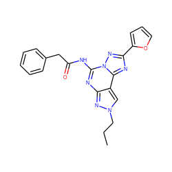 CCCn1cc2c(nc(NC(=O)Cc3ccccc3)n3nc(-c4ccco4)nc23)n1 ZINC000013472374