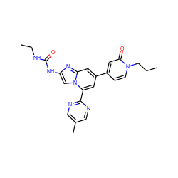 CCCn1ccc(-c2cc(-c3ncc(C)cn3)n3cc(NC(=O)NCC)nc3c2)cc1=O ZINC000045300972