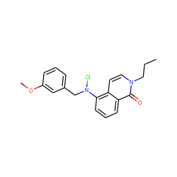 CCCn1ccc2c(N(Cl)Cc3cccc(OC)c3)cccc2c1=O ZINC000169329920