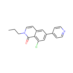 CCCn1ccc2cc(-c3ccncc3)cc(Cl)c2c1=O ZINC000066075836