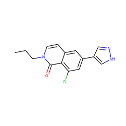 CCCn1ccc2cc(-c3cn[nH]c3)cc(Cl)c2c1=O ZINC000066075839