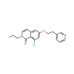 CCCn1ccc2cc(OCCc3cccnc3)cc(Cl)c2c1=O ZINC000066076560