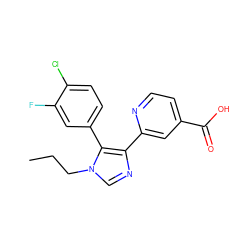 CCCn1cnc(-c2cc(C(=O)O)ccn2)c1-c1ccc(Cl)c(F)c1 ZINC000225956837