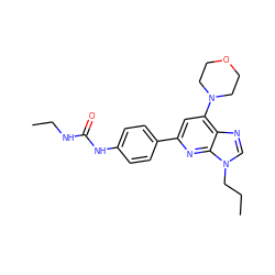 CCCn1cnc2c(N3CCOCC3)cc(-c3ccc(NC(=O)NCC)cc3)nc21 ZINC001772628020