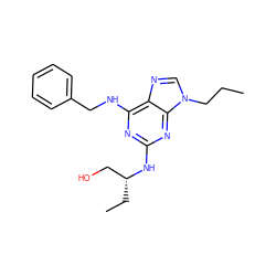 CCCn1cnc2c(NCc3ccccc3)nc(N[C@H](CC)CO)nc21 ZINC000095558175