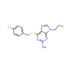 CCCn1cnc2c(SCc3ccc(Cl)cc3)nc(N)nc21 ZINC000001676149