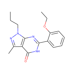 CCCn1nc(C)c2c(=O)[nH]c(-c3ccccc3OCC)nc21 ZINC000028357841