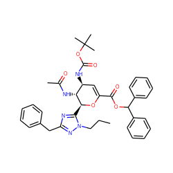 CCCn1nc(Cc2ccccc2)nc1[C@@H]1OC(C(=O)OC(c2ccccc2)c2ccccc2)=C[C@H](NC(=O)OC(C)(C)C)[C@H]1NC(C)=O ZINC000026294400