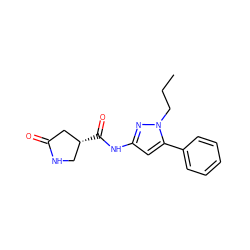 CCCn1nc(NC(=O)[C@@H]2CNC(=O)C2)cc1-c1ccccc1 ZINC000169706940