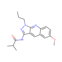 CCCn1nc(NC(=O)C(C)C)c2cc3cc(OC)ccc3nc21 ZINC000009287988