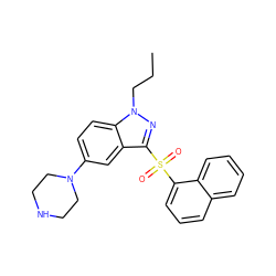 CCCn1nc(S(=O)(=O)c2cccc3ccccc23)c2cc(N3CCNCC3)ccc21 ZINC000064454041