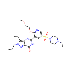 CCCn1nc2c(=O)[nH]c(-c3cc(S(=O)(=O)N4CCN(CC)CC4)cnc3OCCOC)nc2c1CC ZINC000073197192