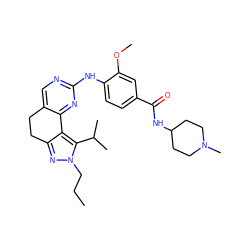 CCCn1nc2c(c1C(C)C)-c1nc(Nc3ccc(C(=O)NC4CCN(C)CC4)cc3OC)ncc1CC2 ZINC000169702469