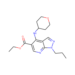 CCCn1ncc2c(NC3CCOCC3)c(C(=O)OCC)cnc21 ZINC000040421264