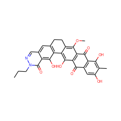 CCCn1ncc2cc3c(c(O)c2c1=O)-c1c(O)c2c(c(OC)c1CC3)C(=O)c1c(cc(O)c(C)c1O)C2=O ZINC000043022043