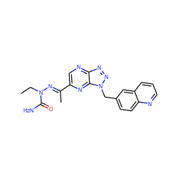 CCN(/N=C(\C)c1cnc2nnn(Cc3ccc4ncccc4c3)c2n1)C(N)=O ZINC000096169174