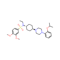 CCN([C@H]1CC[C@H](N2CCN(c3ccccc3OC(C)C)CC2)CC1)S(=O)(=O)c1ccc(OC)c(OC)c1 ZINC000101099186