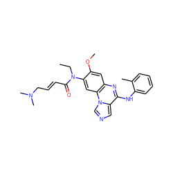 CCN(C(=O)/C=C/CN(C)C)c1cc2c(cc1OC)nc(Nc1ccccc1C)c1cncn12 ZINC000073161578