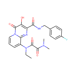 CCN(C(=O)C(=O)N(C)C)c1cccn2c(=O)c(O)c(C(=O)NCc3ccc(F)cc3)nc12 ZINC000040972337