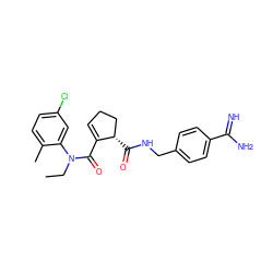 CCN(C(=O)C1=CCC[C@@H]1C(=O)NCc1ccc(C(=N)N)cc1)c1cc(Cl)ccc1C ZINC000013493923