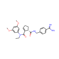 CCN(C(=O)C1=CCC[C@@H]1C(=O)NCc1ccc(C(=N)N)cc1)c1cc(OC)cc(OC)c1 ZINC000013493917