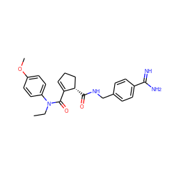 CCN(C(=O)C1=CCC[C@@H]1C(=O)NCc1ccc(C(=N)N)cc1)c1ccc(OC)cc1 ZINC000013493919