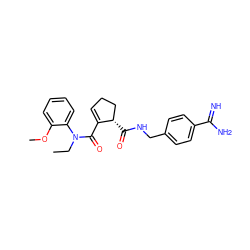 CCN(C(=O)C1=CCC[C@@H]1C(=O)NCc1ccc(C(=N)N)cc1)c1ccccc1OC ZINC000013493908