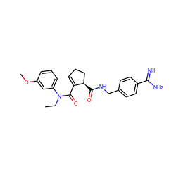 CCN(C(=O)C1=CCC[C@H]1C(=O)NCc1ccc(C(=N)N)cc1)c1cccc(OC)c1 ZINC000013493900